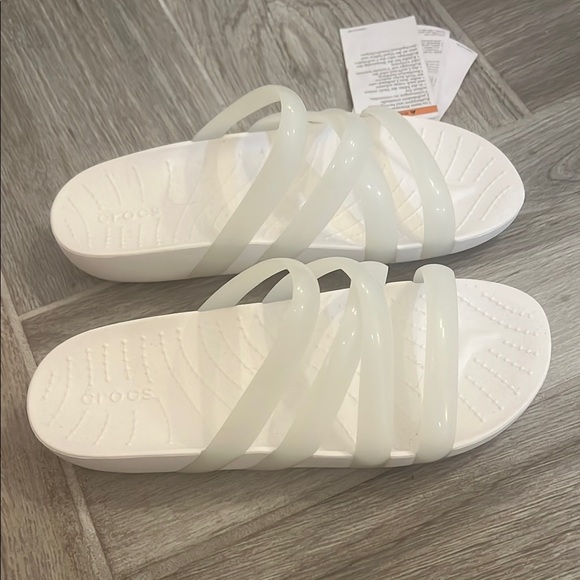 Crocs Women's White Slide Sandals - Picture 2 of 2